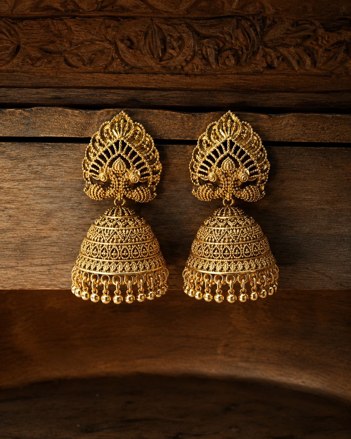TOJ Everyday -  Festive Exclusive Gold Finish Nirmaya Jhumki Earrings