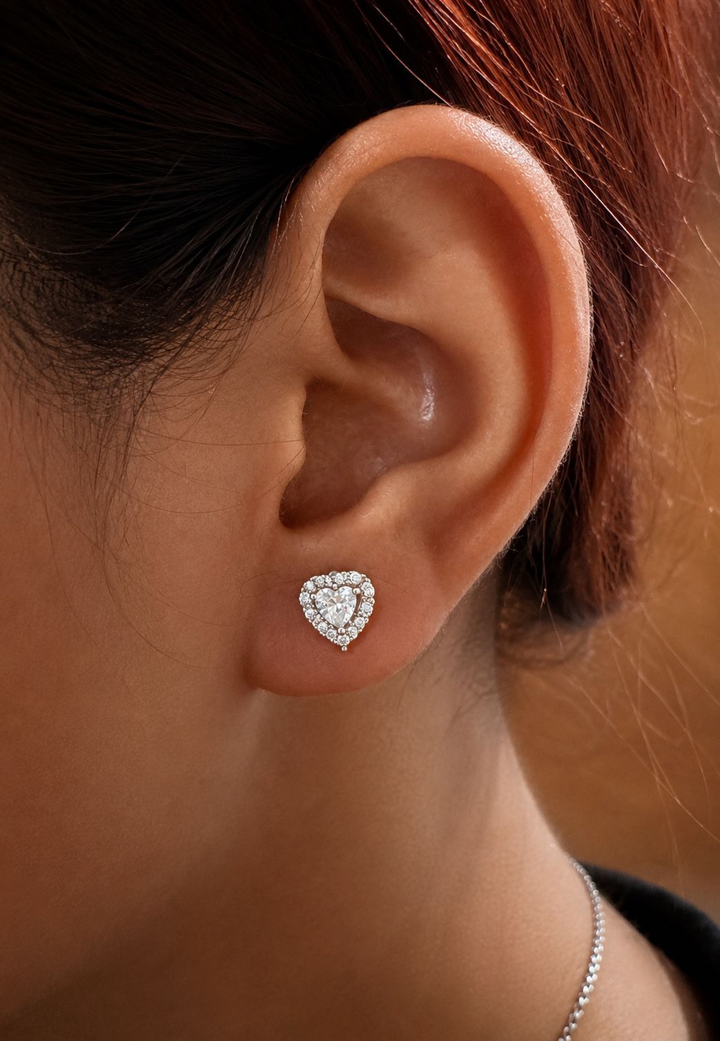 Combo of 3 925 Silver Pairs - Square Halo, Mini Solitaire and Heart Solitaire Studs