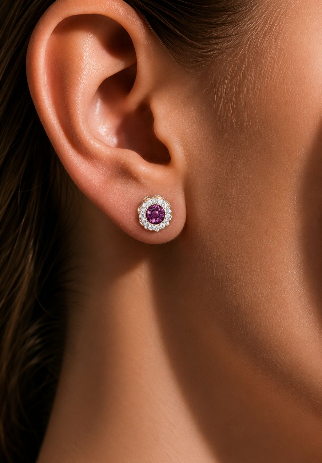 Combo of 2 925 Silver Pairs - Square Diamond and Ruby Micro Setting Studs
