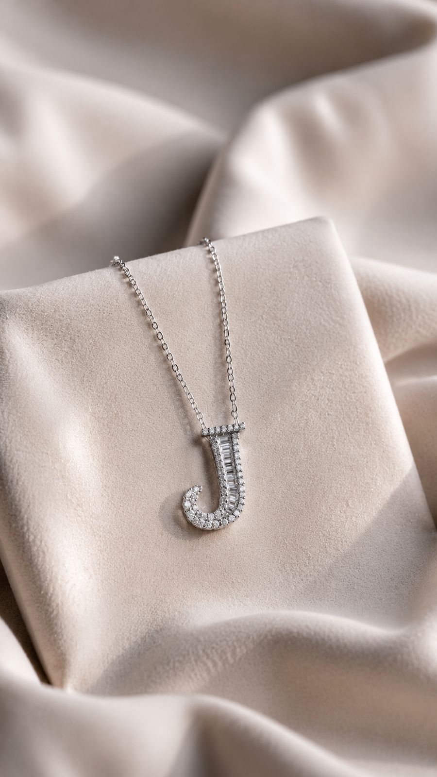 American Diamond Studded Initial Pendants on Pure 925 Silver