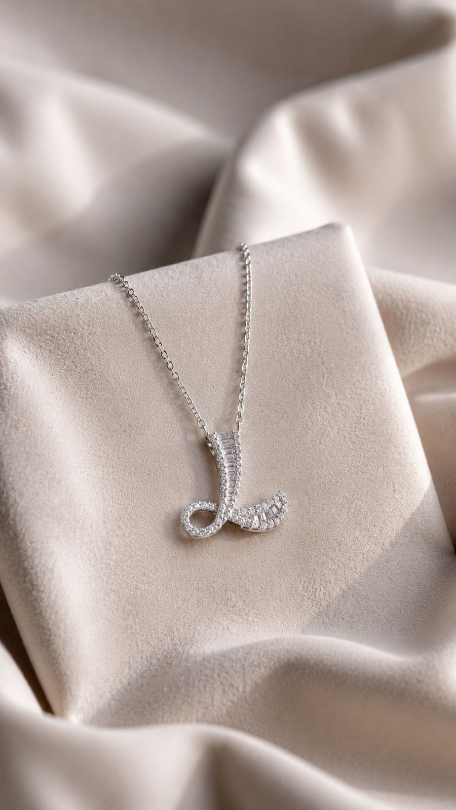 American Diamond Studded Initial Pendants on Pure 925 Silver
