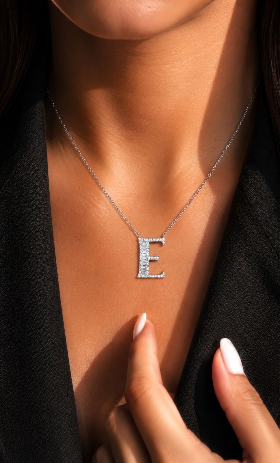 American Diamond Studded Initial Pendants on Pure 925 Silver