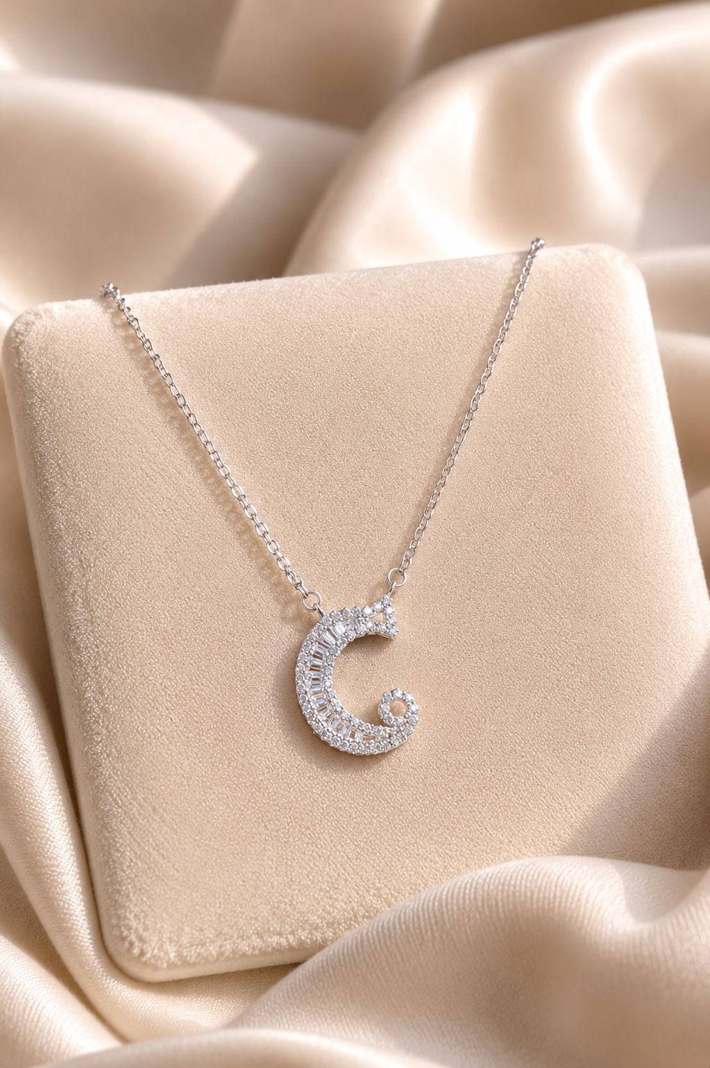 American Diamond Studded Initial Pendants on Pure 925 Silver