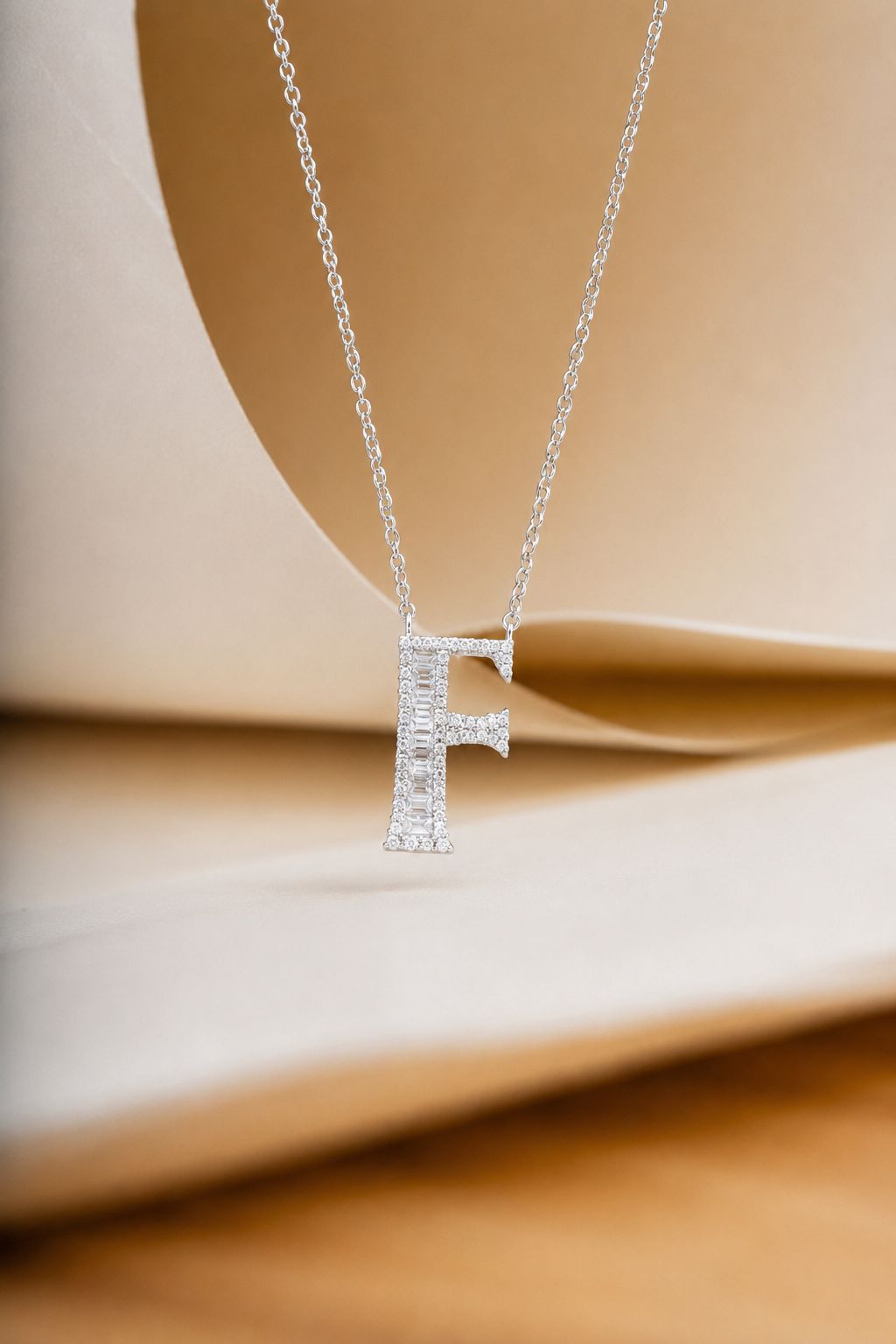 American Diamond Studded Initial Pendants on Pure 925 Silver