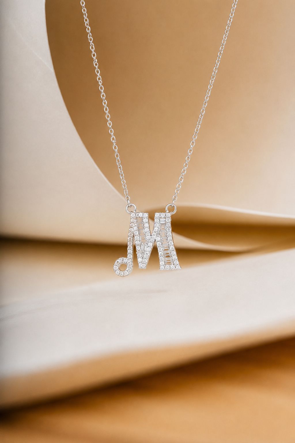 American Diamond Studded Initial Pendants on Pure 925 Silver