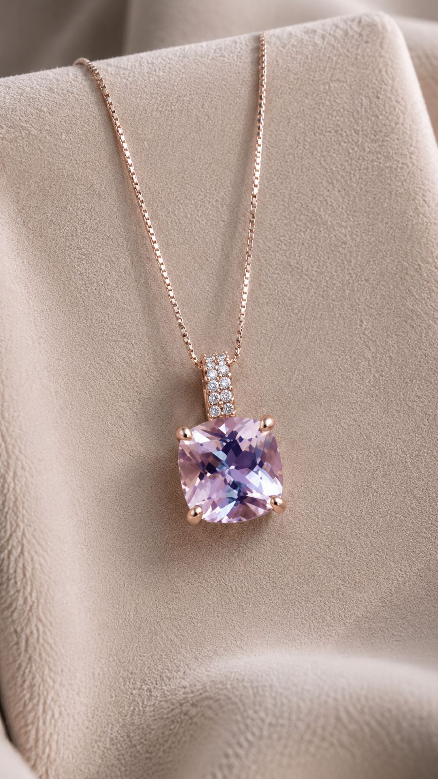 Ultra Premium Ice Cut Pink Cushion Solitaire Panache Pendant Set on Pure 925 Silver