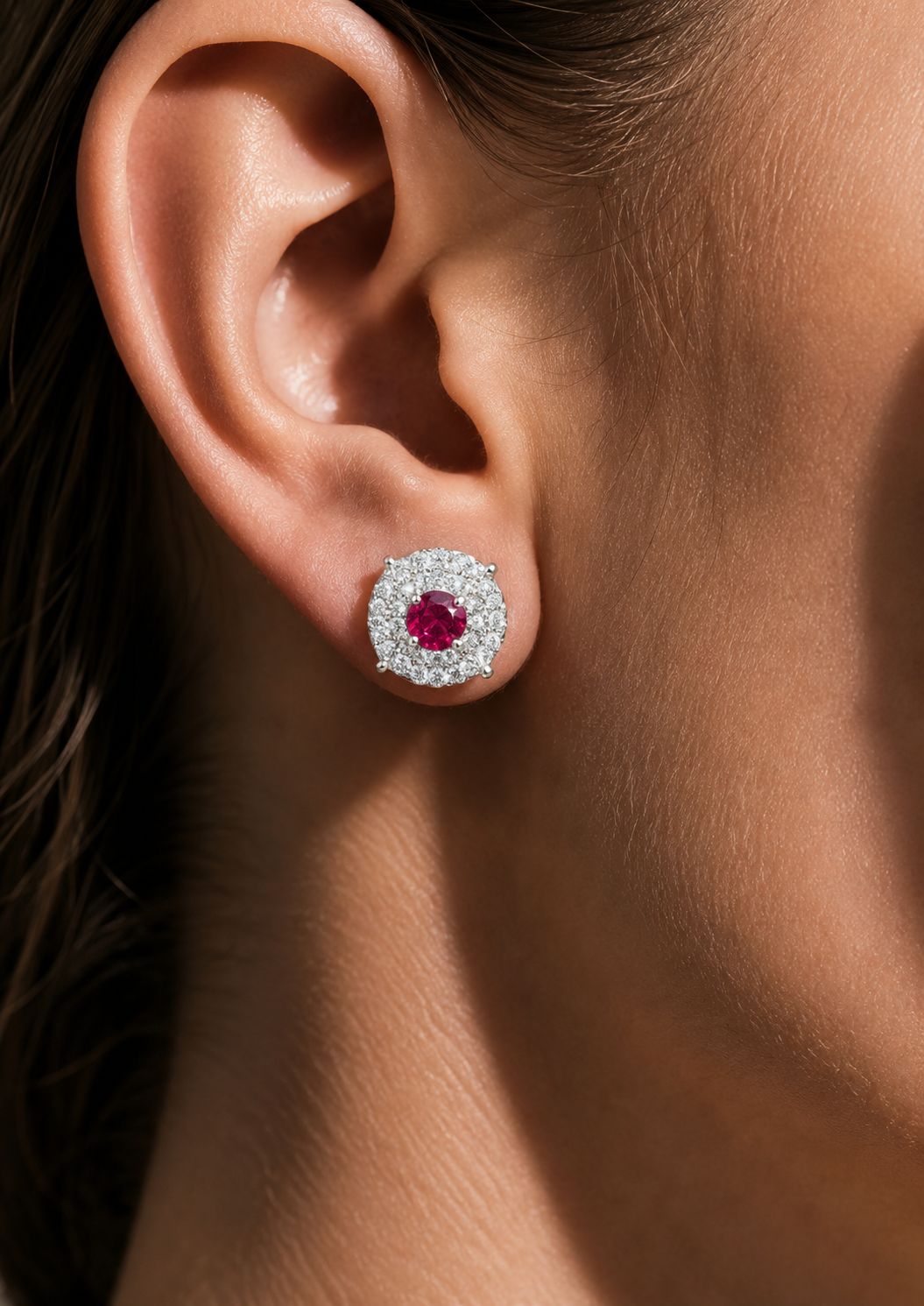 Ruby Rania American Diamond Studs on Pure 925 Silver