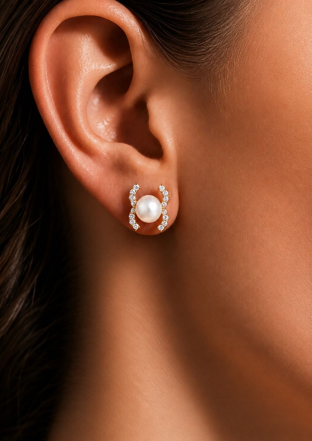 Luxury Brand Inspired Fresh water Pearl Ada Stud on pure 925 Silver