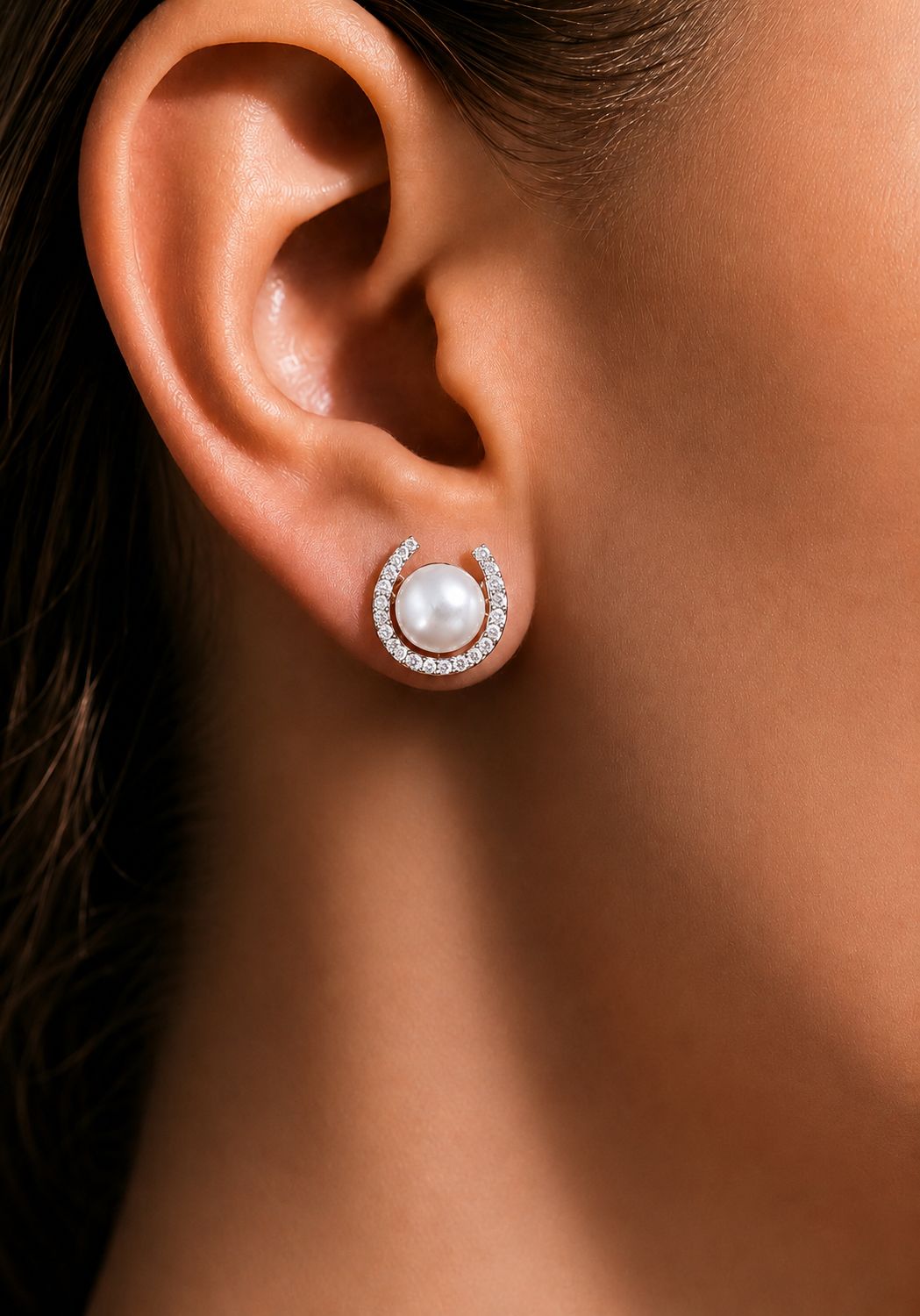 Fresh Water Pearl Elyna Studs On 925 Silver (White Gold Finish)