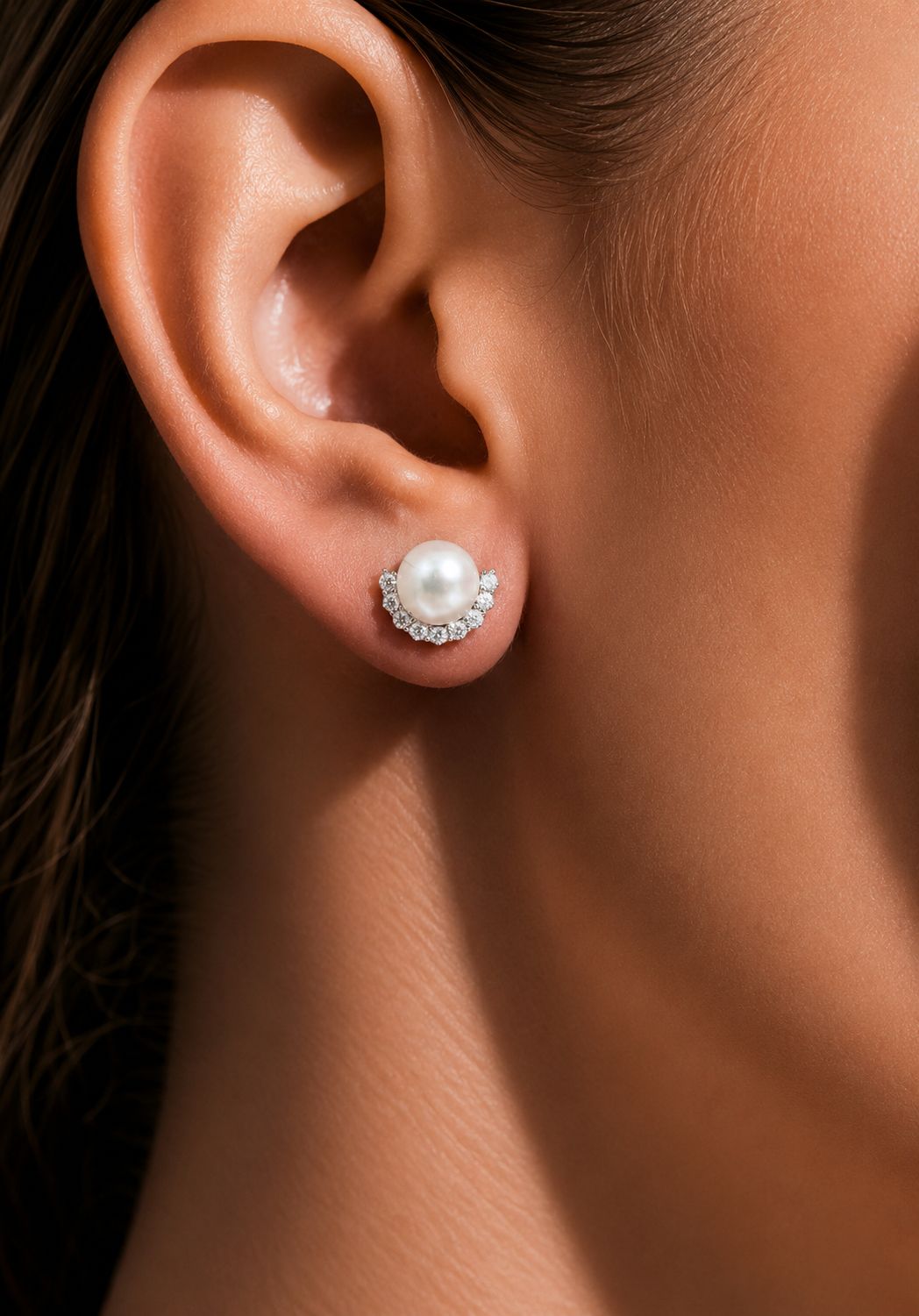 Fresh Water Pearl Julieta Studs On 925 Studs (White Gold Finish)