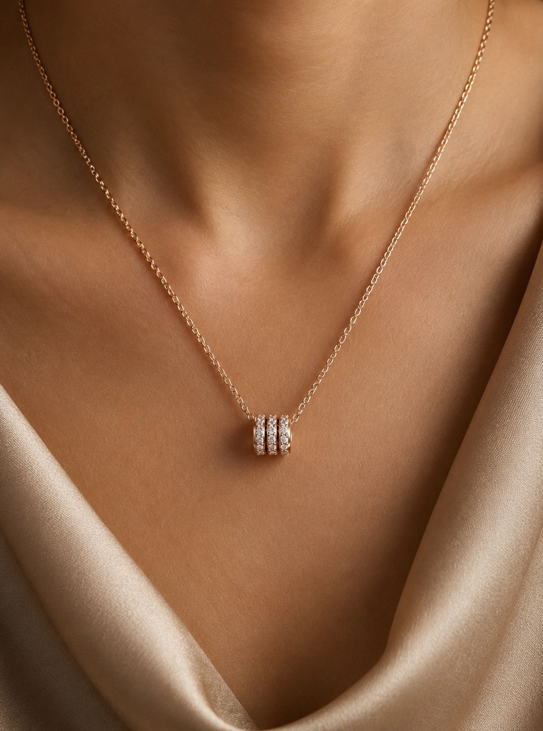 The Truffle Rose Gold Barrel Pendant with Chain