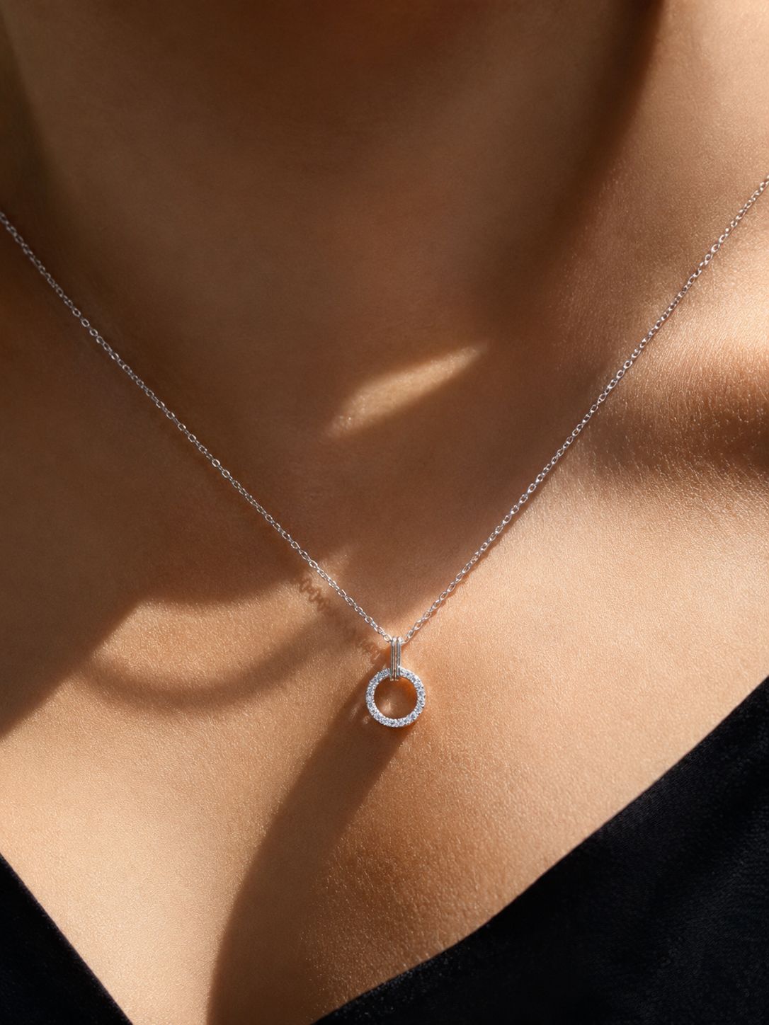 American Diamond Studded Gary Pendant with Chain on Pure 925 Silver