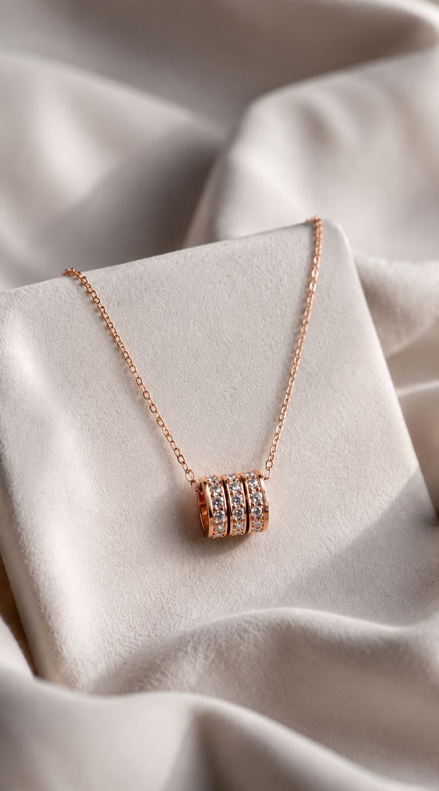 The Truffle Rose Gold Barrel Pendant with Chain