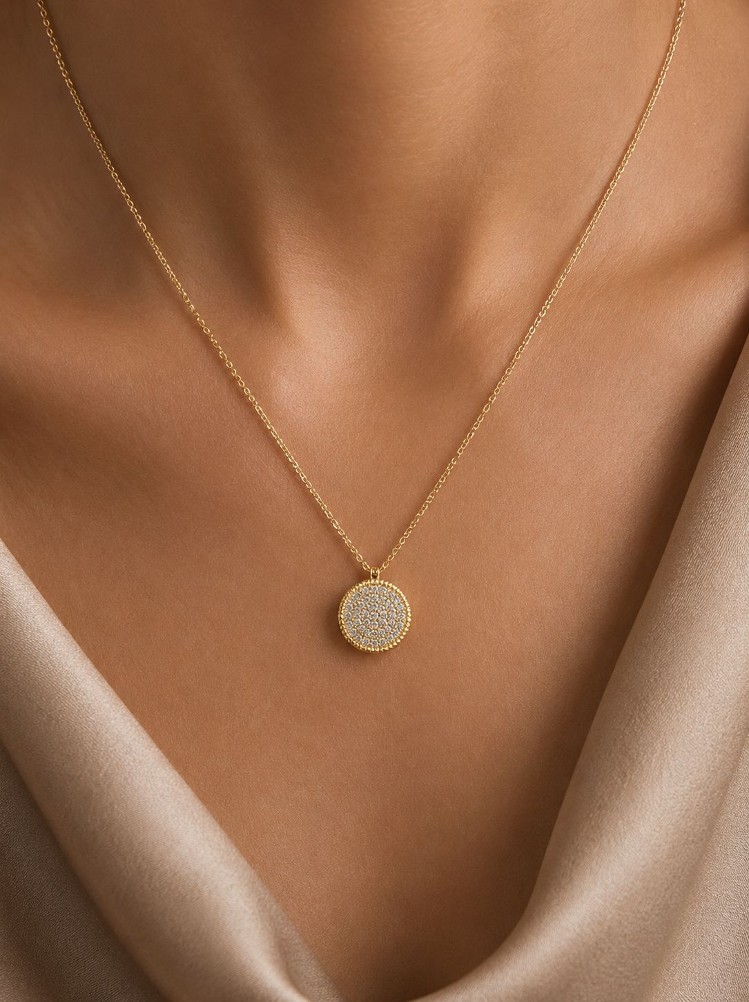 Pure 925 Silver 18k Gold finish Divita Pendant with Chain on pure 925 silver