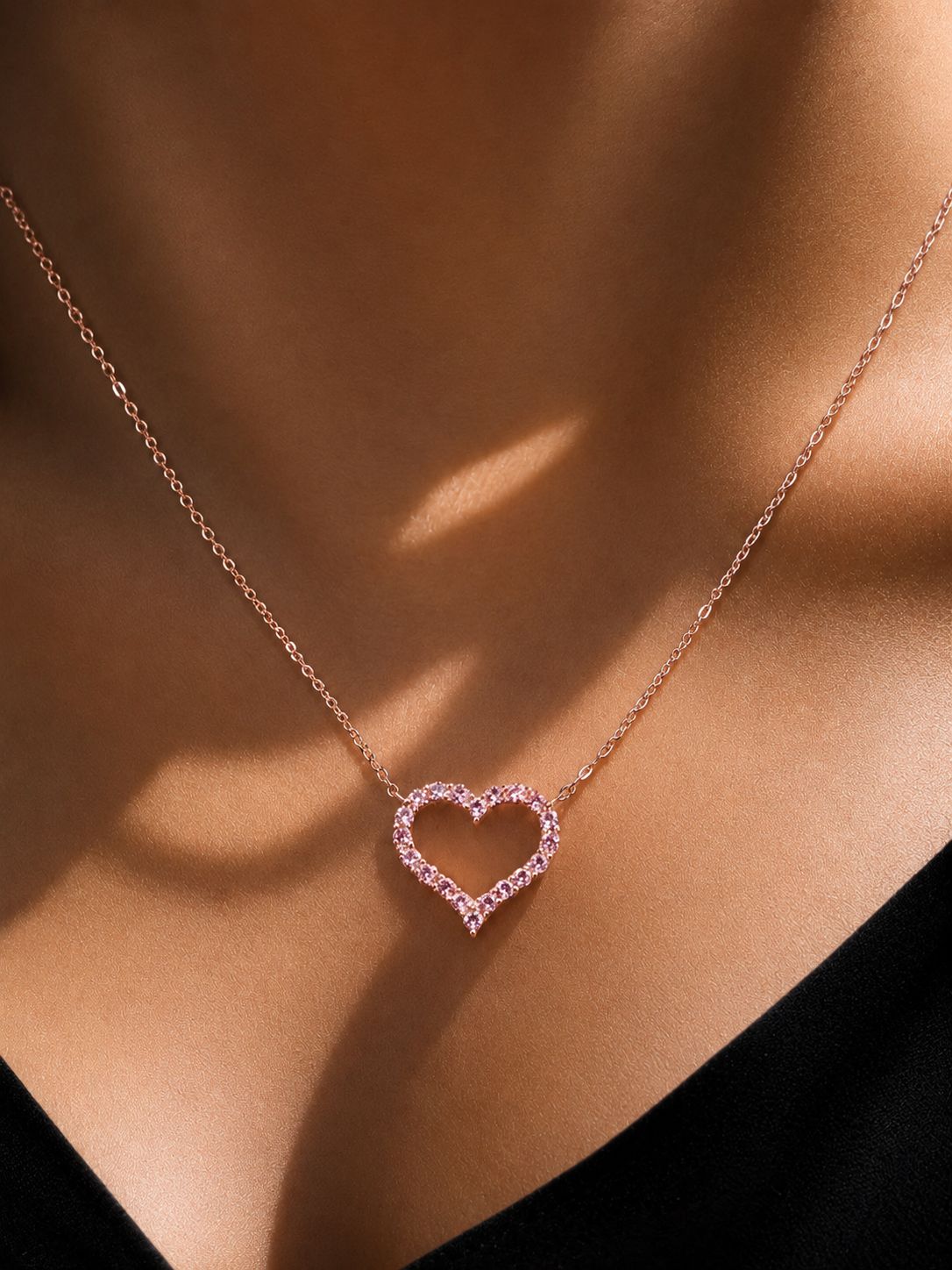 Rose Gold Pink Diamond Alyssa Pendant with Chain on Pure 925 Silver