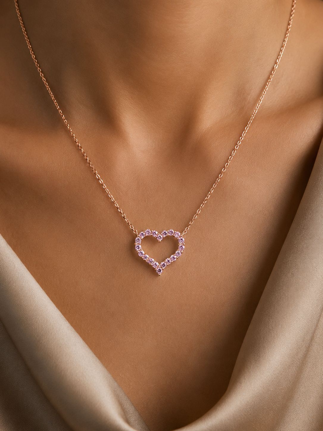 Rose Gold Pink Diamond Alyssa Pendant with Chain on Pure 925 Silver