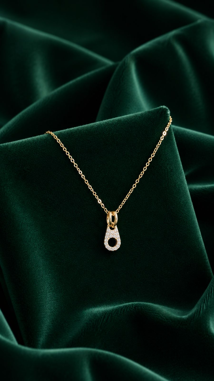 Gold Finish Diamond Studded Zippier Pendant With Chain on Pure 925 Silver