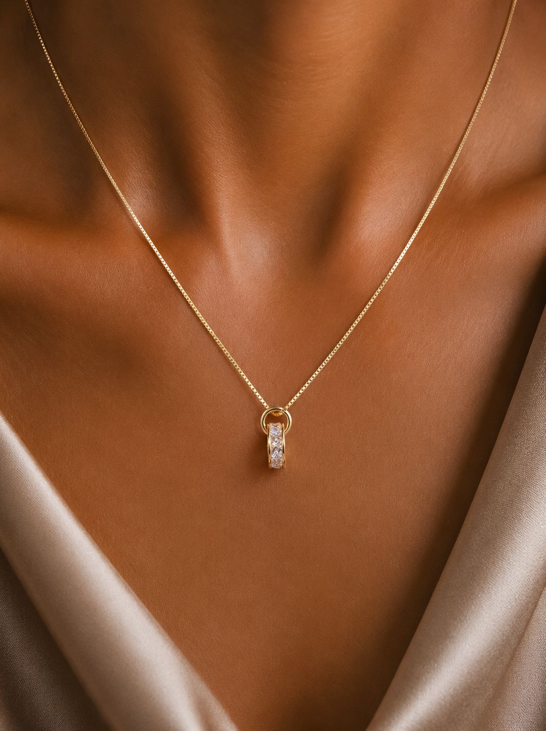 Ramaya Gold Finish Pendant with Chain on Pure 925 Silver