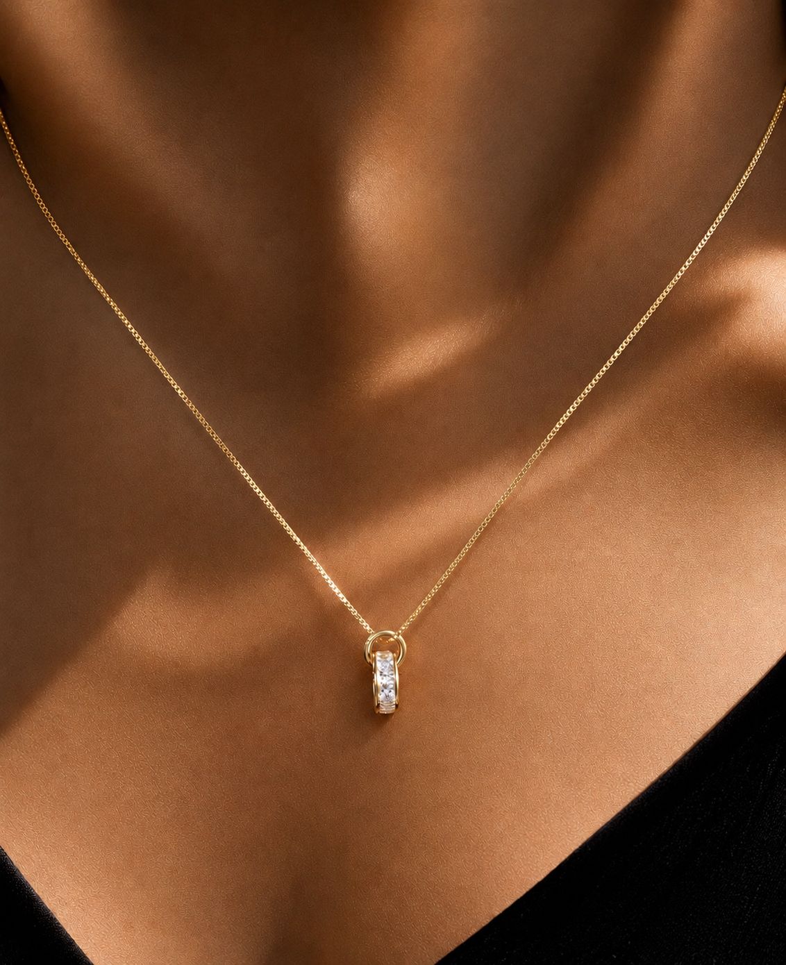 Ramaya Gold Finish Pendant with Chain on Pure 925 Silver