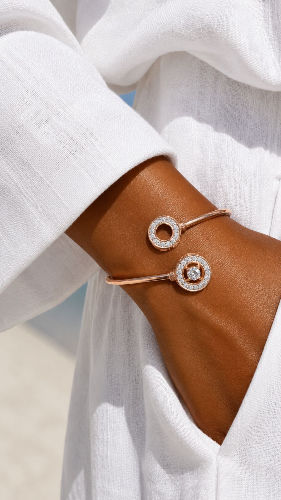 Rose Gold Finish Savy Adjustable Bracelet on Pure 925 Silver