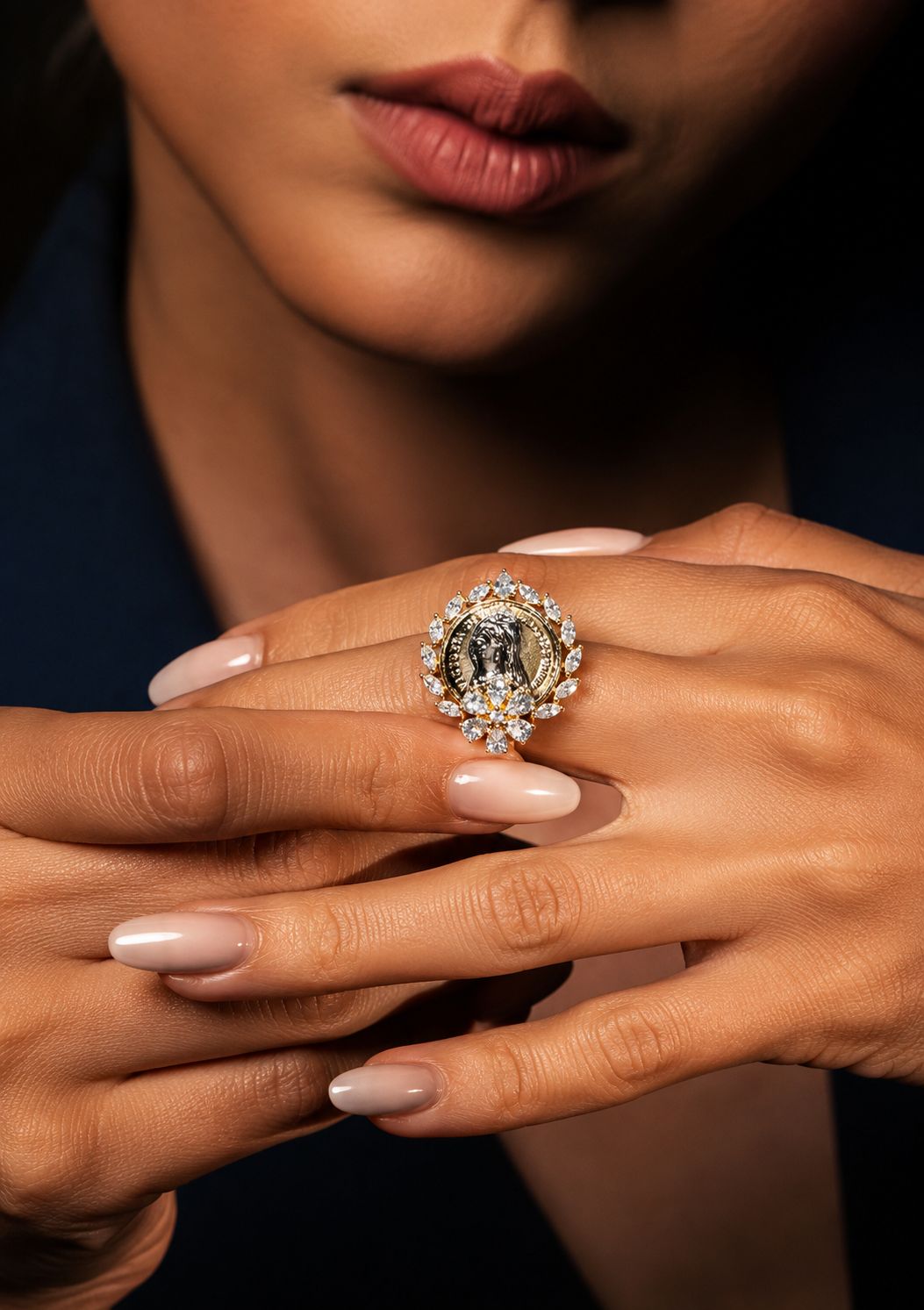 TOJ Everyday -  Gold Finish Ginni Gold Coin Adjustable Ring ( Fits All Sizes )