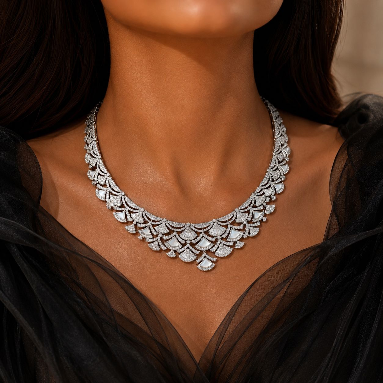 TOJ Everyday - Premium Mother of Pearl Detailing Nina Necklace Set with Earrings