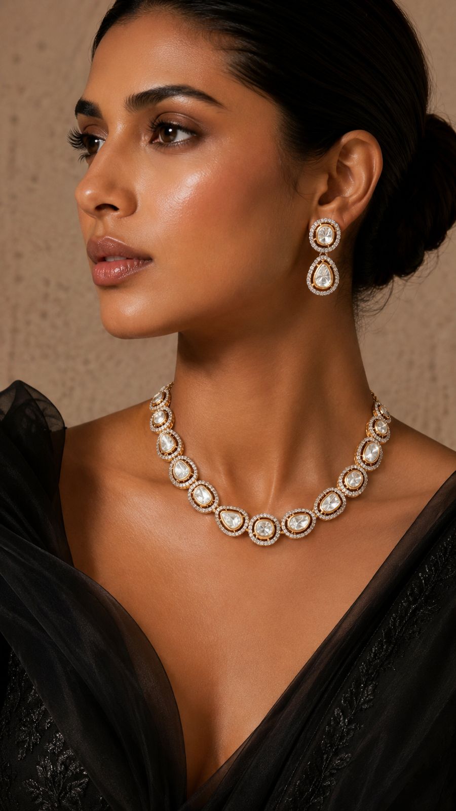 TOJ Everyday - Classic Polki Heerabagh Necklace Set with Earrings