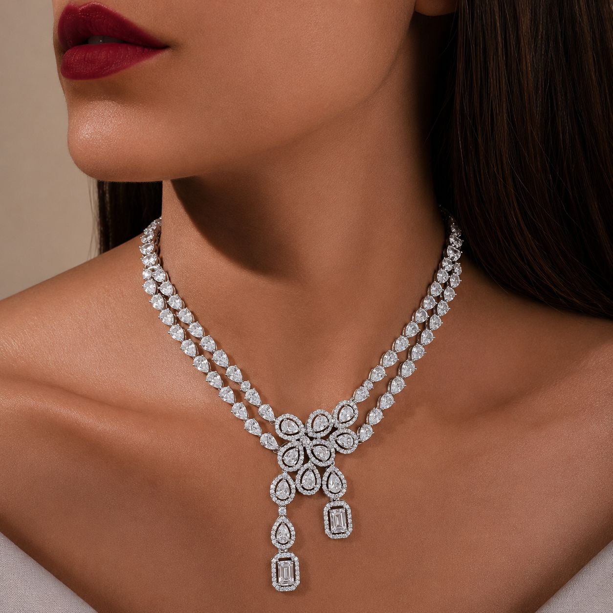 TOJ Everyday - Samara Premium Dual Solitaire Statement Necklace Set