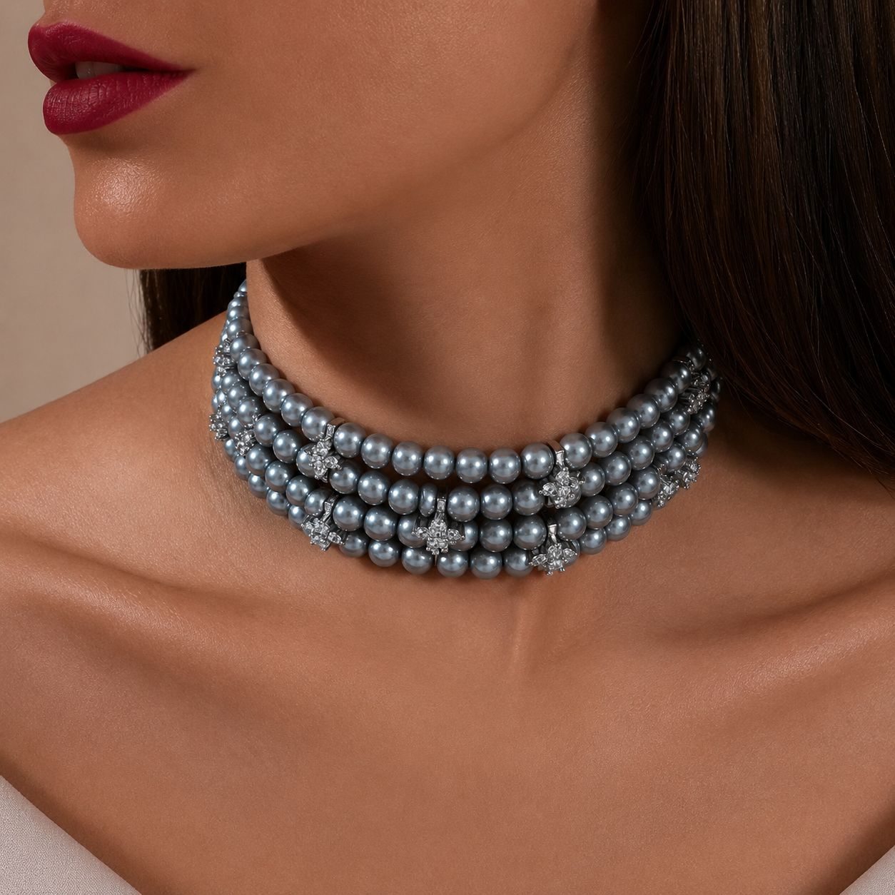 TOJ Everyday - Grey Natural Fresh Water Pearl Choker Necklace for Women