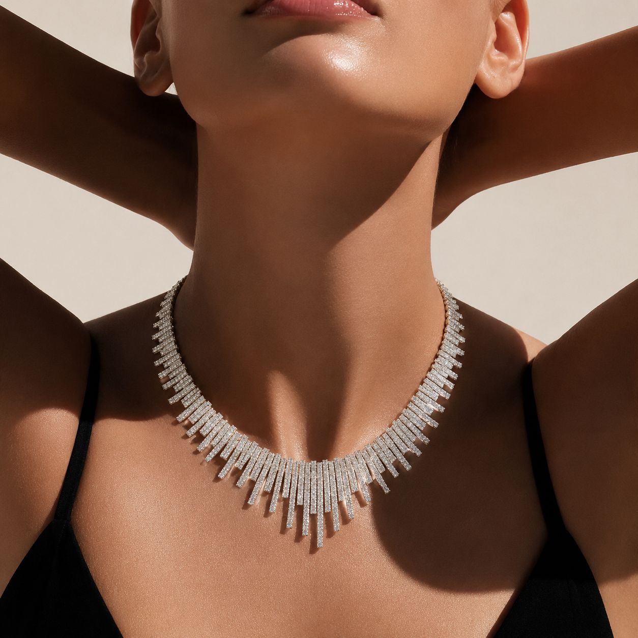 TOJ Everyday - Premium Italian Micro Setting Gold Finish Delna Bridal Necklace Set with Earrings