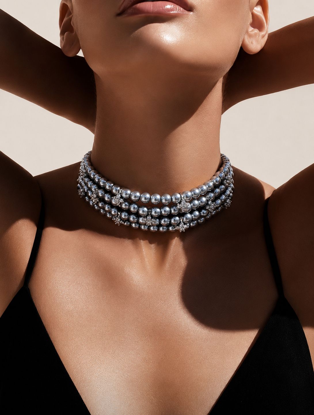 TOJ Everyday - Grey Natural Fresh Water Pearl Choker Necklace for Women