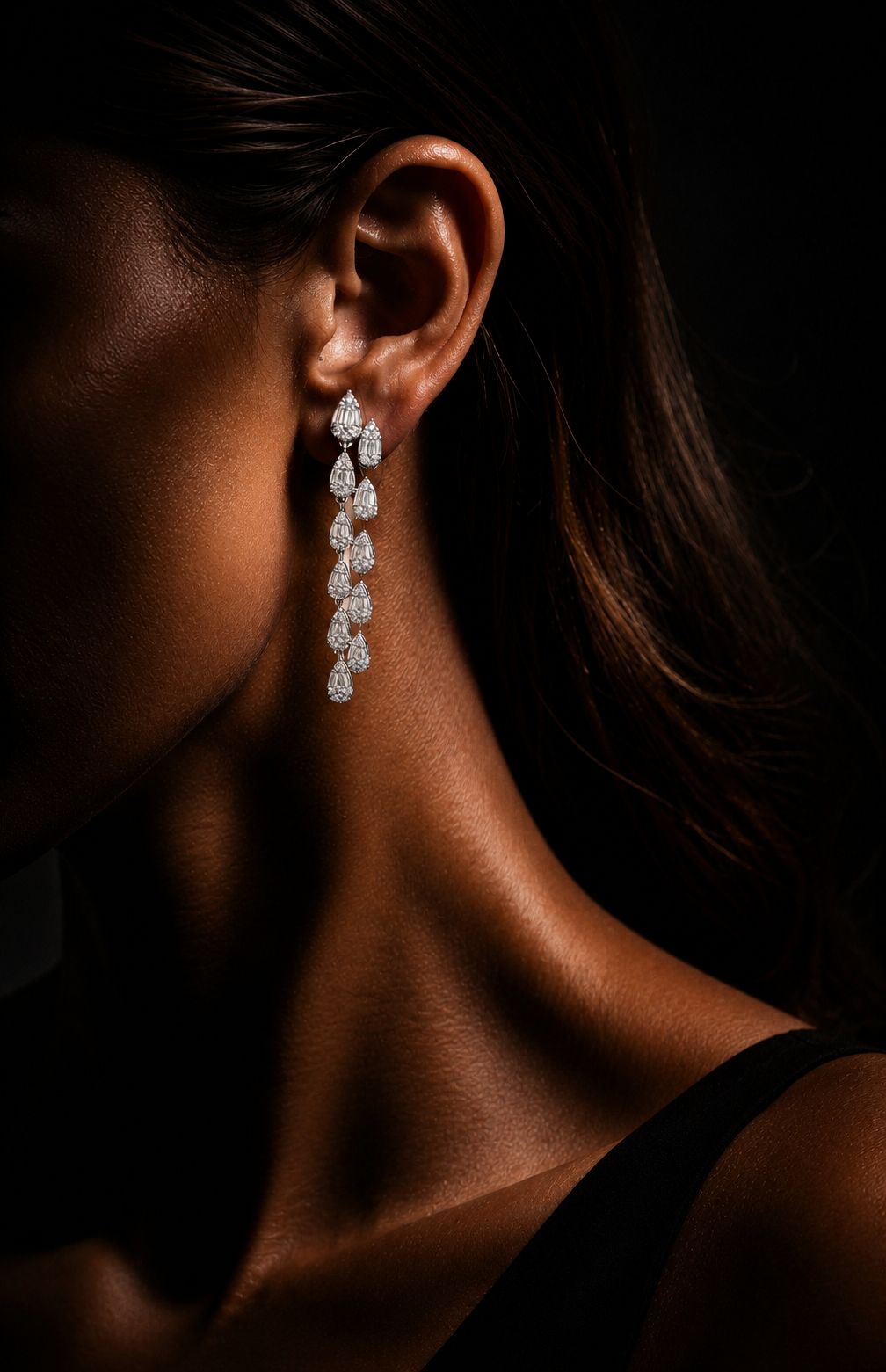 TOJ Everyday - Premium Gold Finish Octa Setting Drop Shaped Necklace Set with Earrings