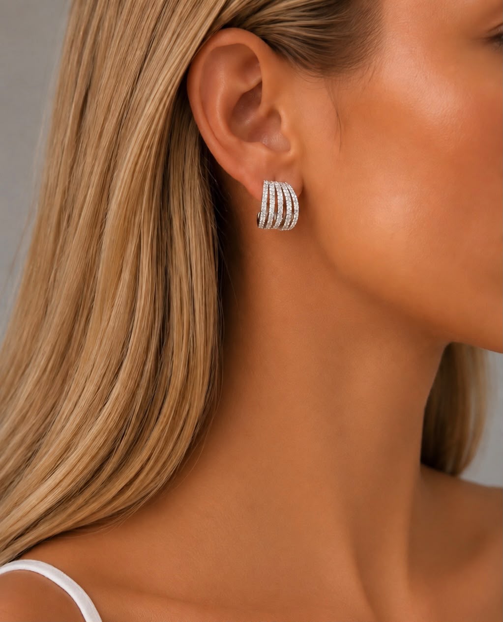 Pure 925 Silver 5 Line Ultra Premium Screw Back Huggie Hoop Earrings