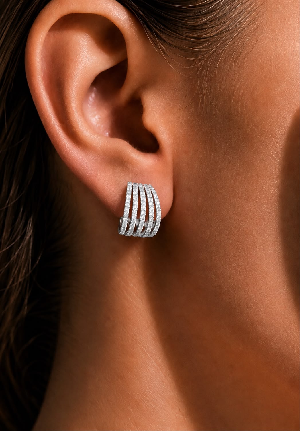 Pure 925 Silver 5 Line Ultra Premium Screw Back Huggie Hoop Earrings