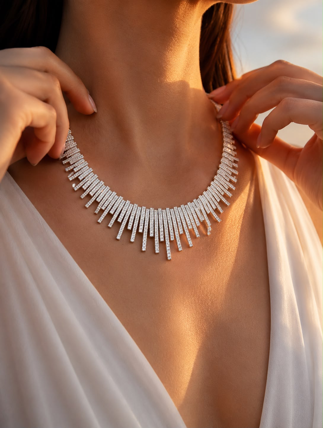 Premium TOJ Everyday - Italian Micro Setting Delna Bridal Necklace Set with Earrings