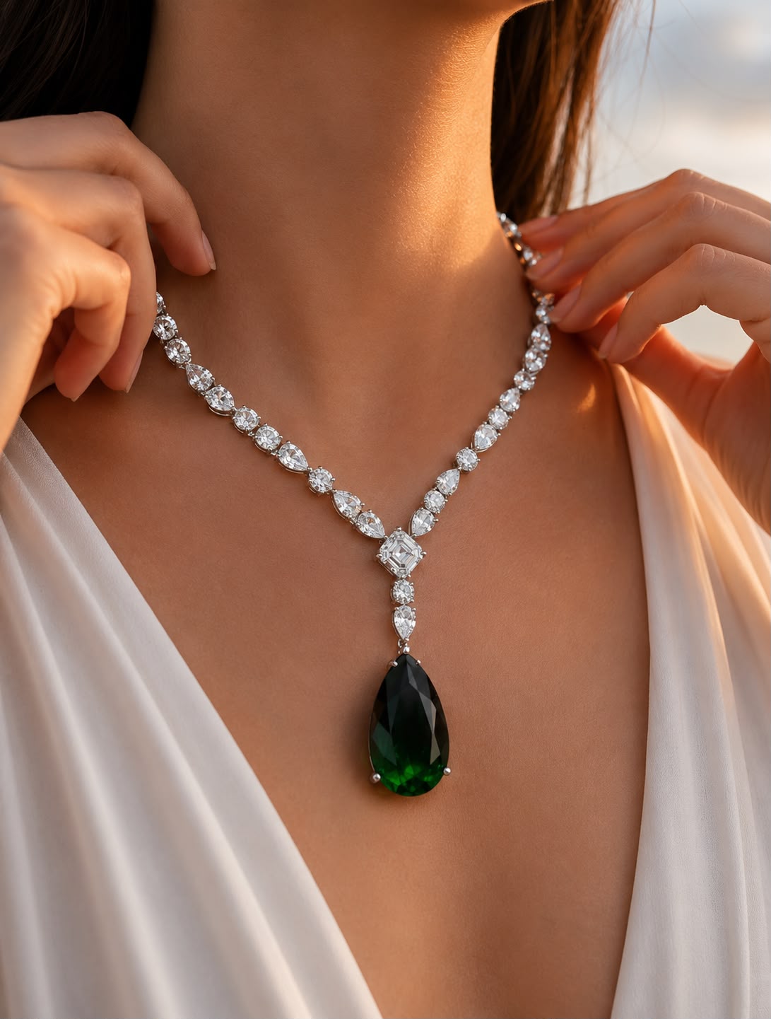 TOJ Everyday - Amelia Diamond And Coloured Drop Long Necklace Set