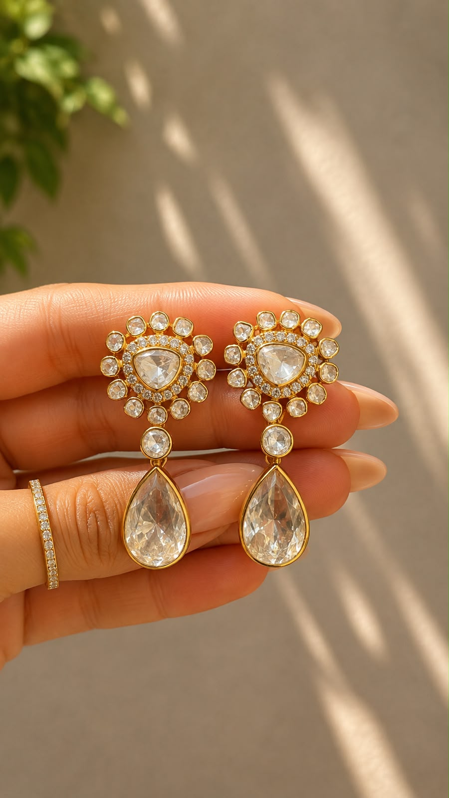 Pure 925 Silver Polki Nayra Drop Earrings for Women | Twenty One Jewels