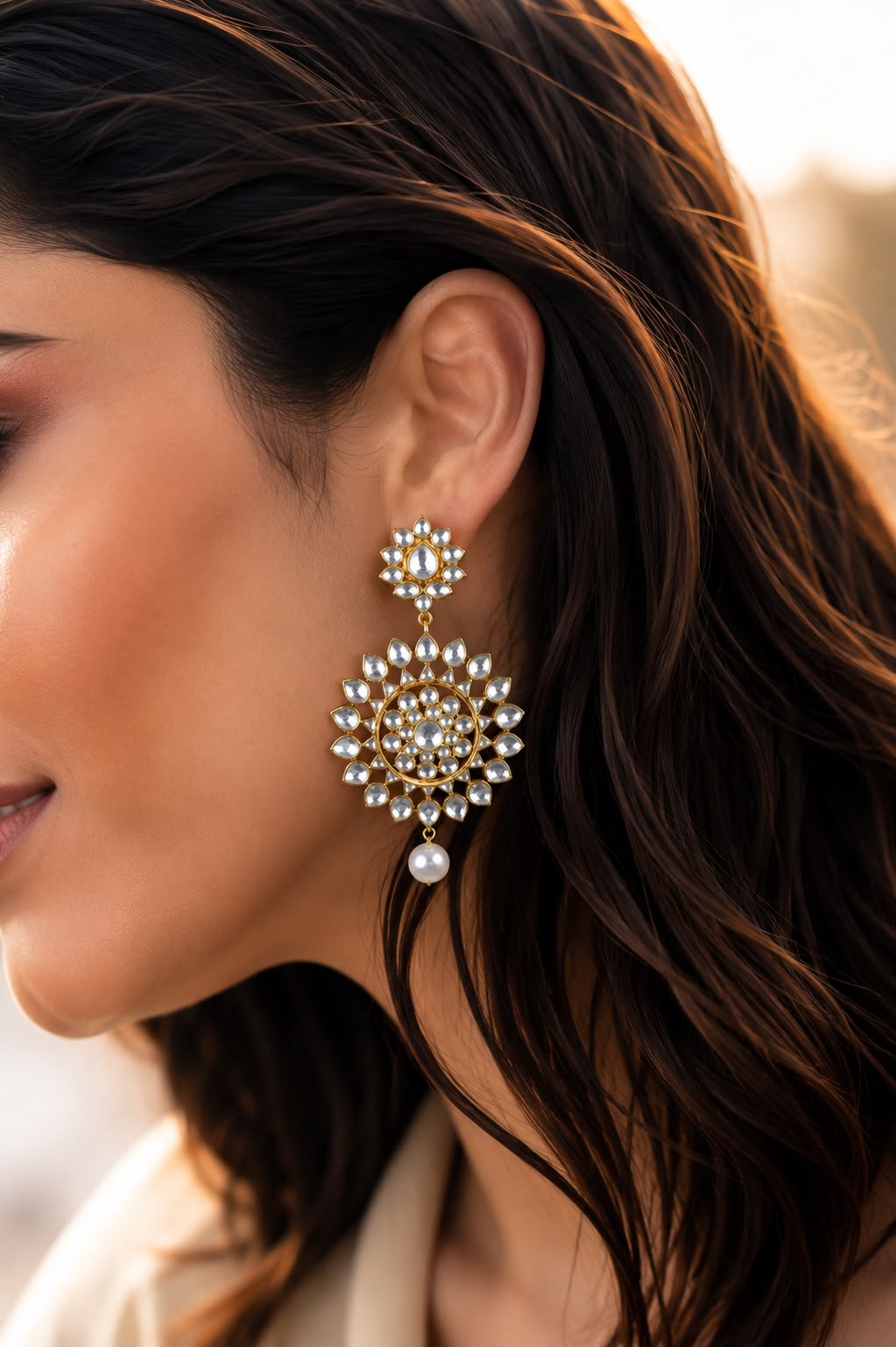 Chaand Sitaara Polki Bali Pure 925 Silver