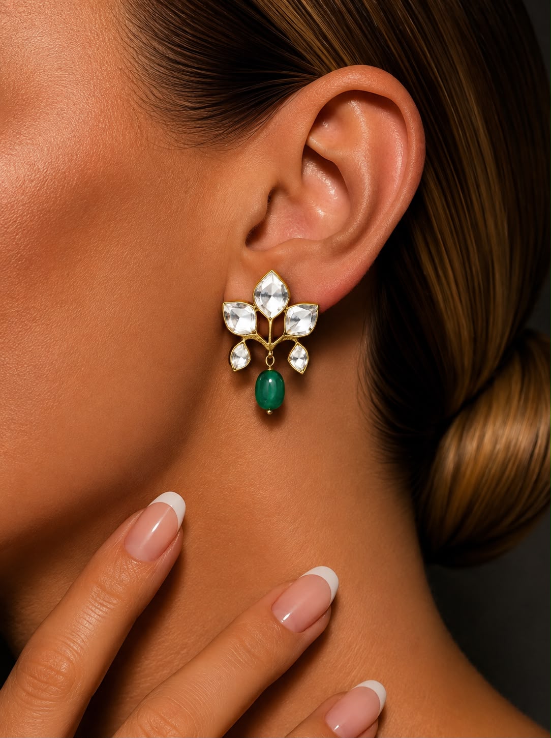Lavasi Pure 925 Silver Polki Earrings