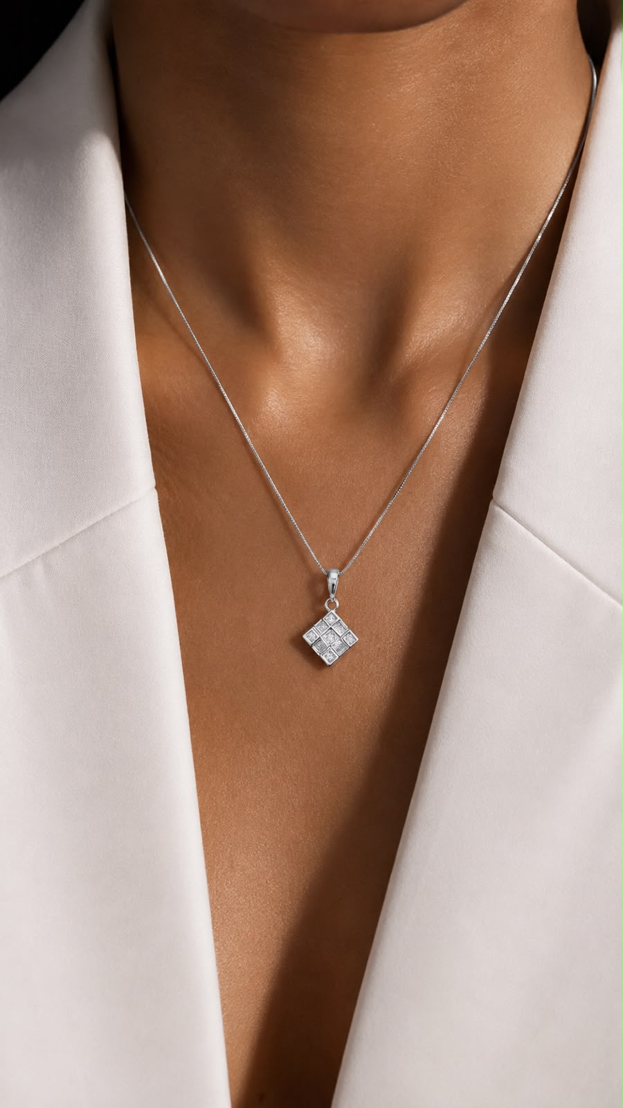Italian Setting Serra Diamond Pendant Set on Pure 925 Silver