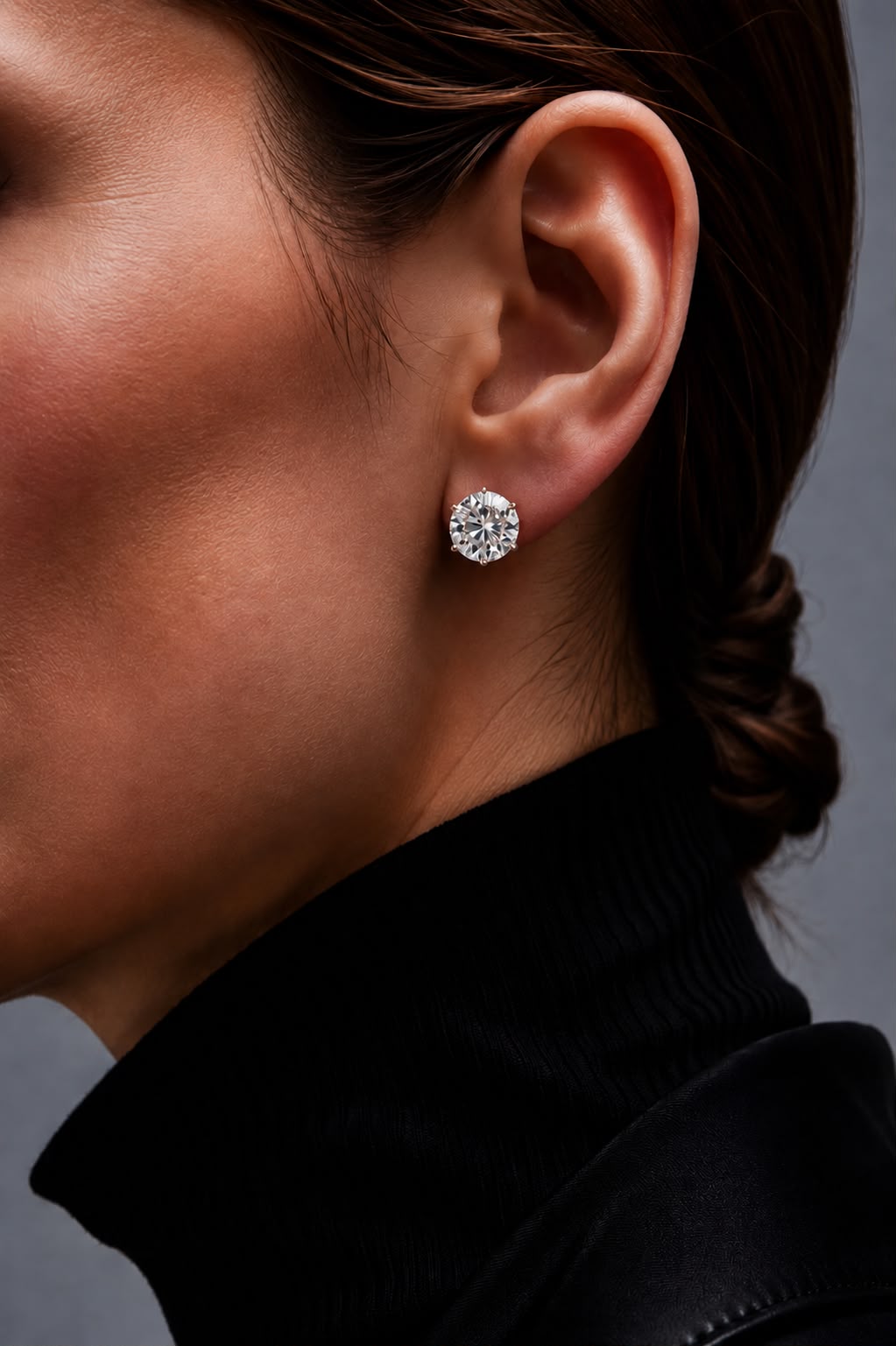 The Ultimate Solitaire Studs - Ultra Premium 2 Carat Each 6 Prong Solitaire Stud with Premium Lotus Basket Setting on Pure 925 Silver ( White Gold Finish )