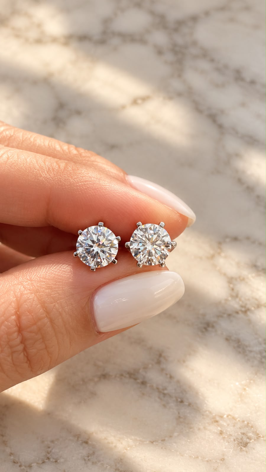 The Ultimate Solitaire Studs - Ultra Premium 1.3 Carat Each 6 Prong Solitaire Stud with Premium Lotus Basket Setting on Pure 925 Silver ( White Gold Finish )