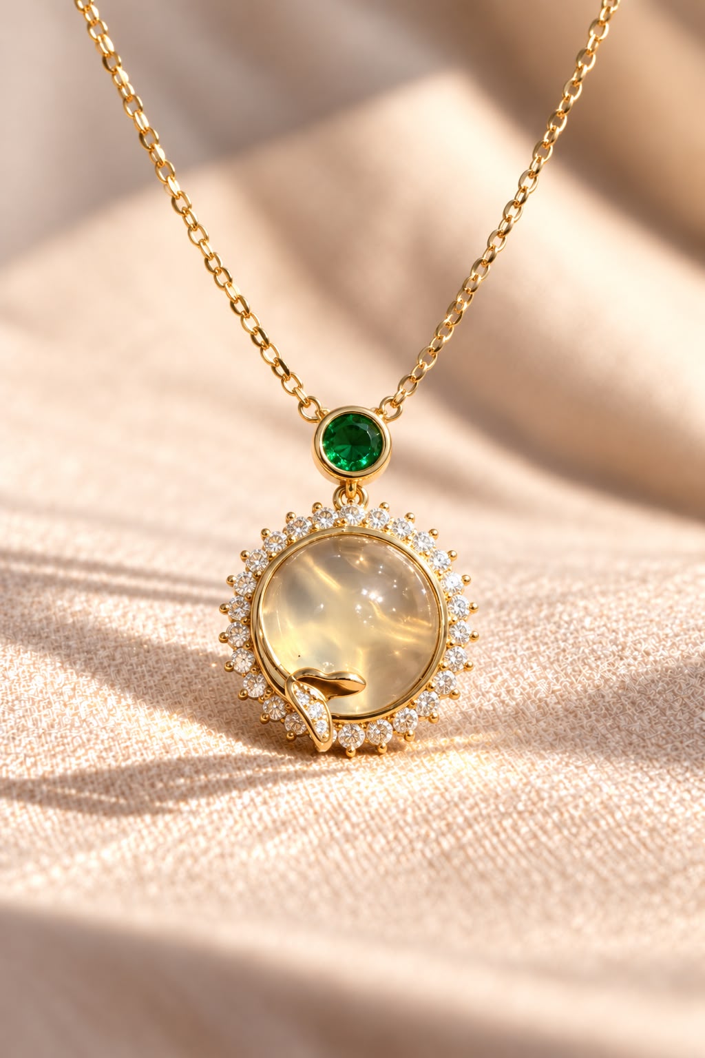 Exclusive Mystic Love Crystal Gold Finish Pendant with Chain on Pure 925 Silver