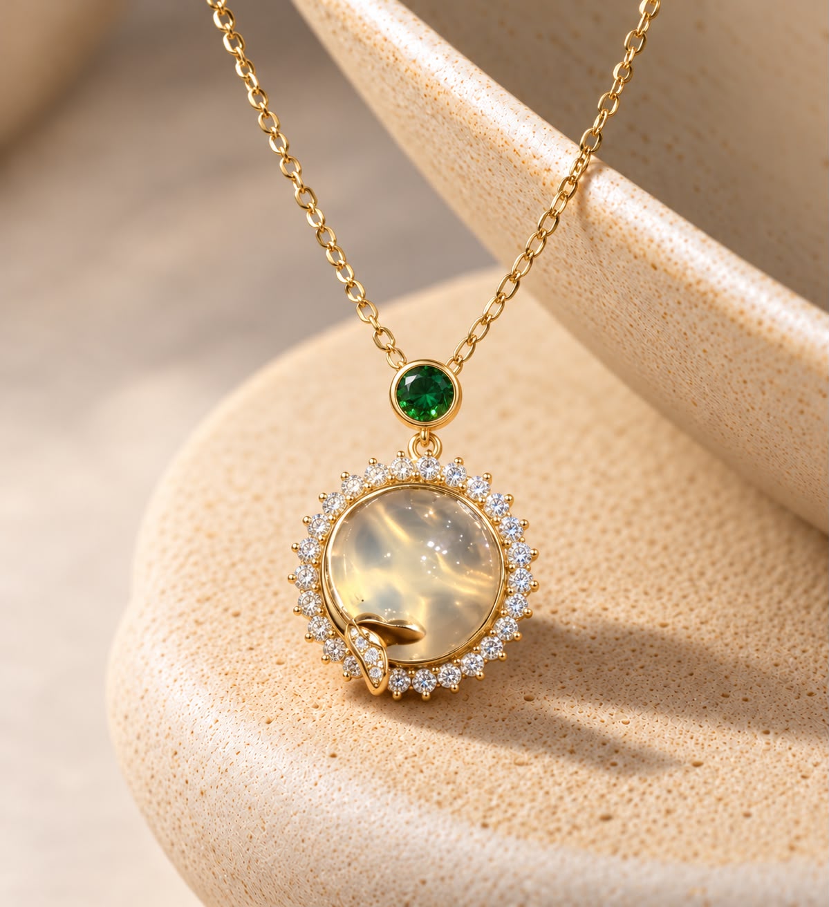 Exclusive Mystic Love Crystal Gold Finish Pendant with Chain on Pure 925 Silver