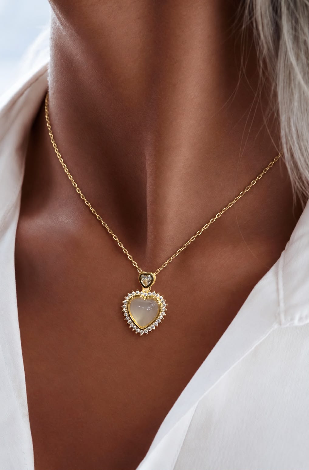 18k Gold Finish Mystic Heart Pendant With Chain On Pure 925 Silver.