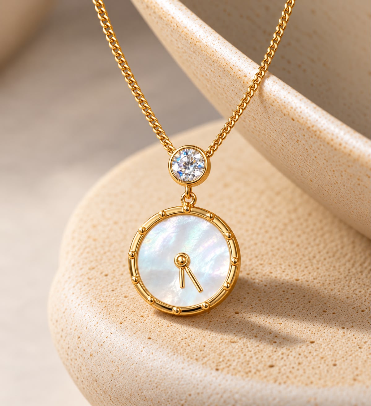 The Gold Finish Tick Tock Pendant with Chain on Pure 925 Silver