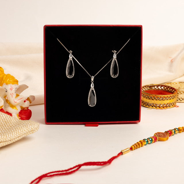 Black Bezos Pendant Set on Pure 925 Silver