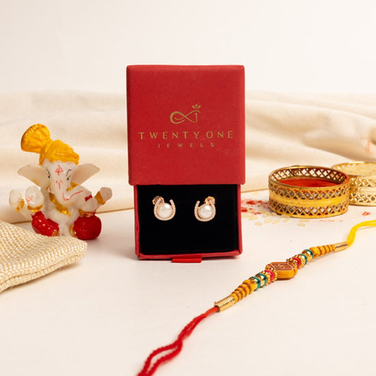 Fresh Water Pearl Elyna Studs On 925 Silver (Rose Gold Finish)