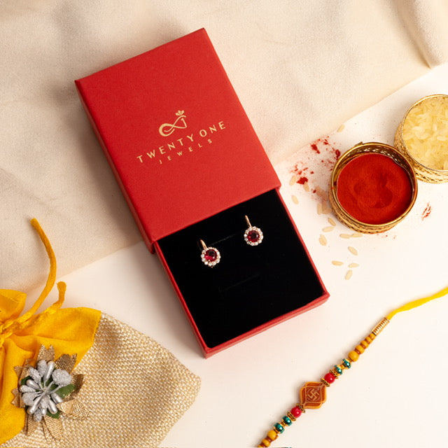 Rose Gold Finish Pink Solitaire Daisy Hoops on Pure 925 Silver