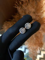 1.3 Carat Each Classic Halo Studs with Premium Screw Backs